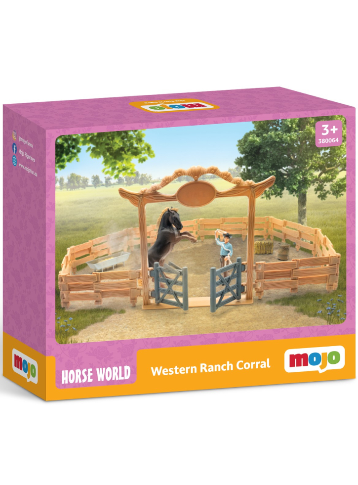 Mojo Western animal enclosure with cowboy Farm life 14 pieces (MJ-380064)