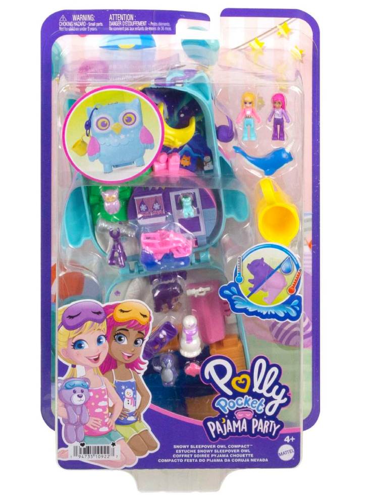 Polly Pocket Pajama Party Snowy Sleepover OWL Compact (HKV37)