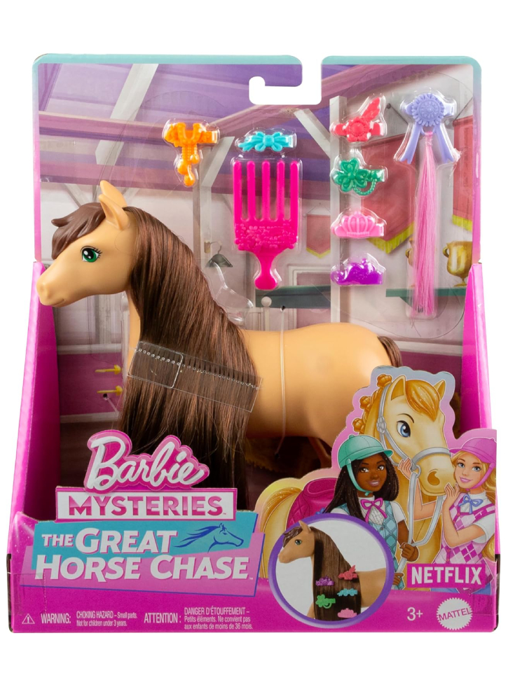 Barbie Mysteries The Great Horse Chase Brown Pony with Brunette Ponytail (HXJ37)