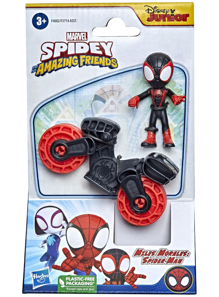 Hasbro Disney Marvel Spidey and his Amazing Friends - Miles Morales Spider-Man with Bike Action Figure (F4002)