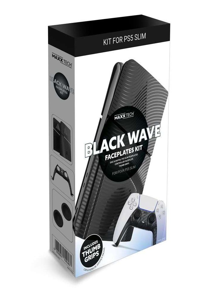 Maxx Tech Slim Faceplates + Controller Faceplates Black Wave - Playstation 5