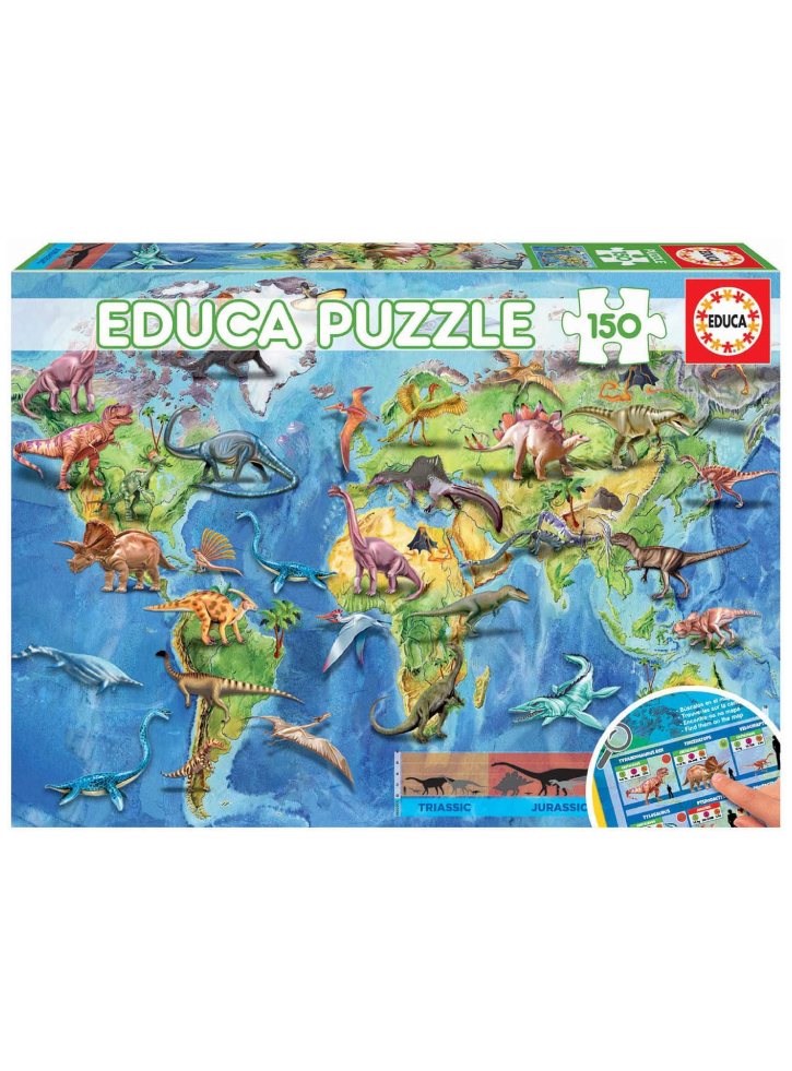 Educa 150 pcs Dinosaurs World Map Puzzle (80-18997)