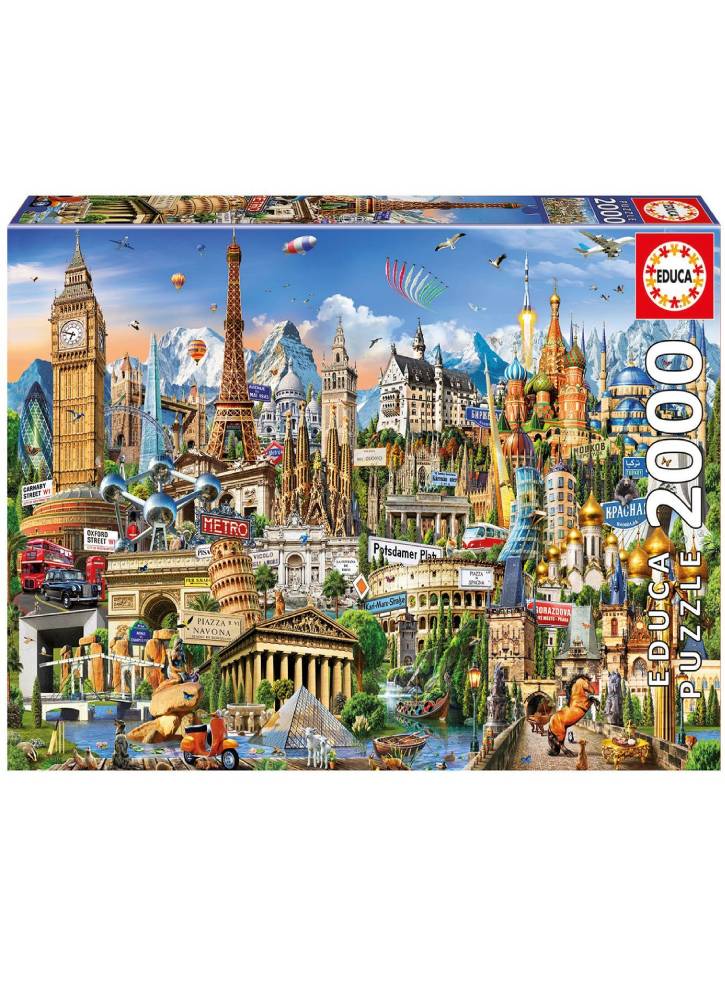 Educa Puzzle 2000 Europe Landmarks (017697)