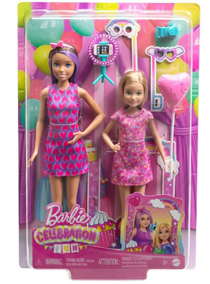 Barbie Celebration Fun Birthday Skipper and Stacie Doll (HKB12)