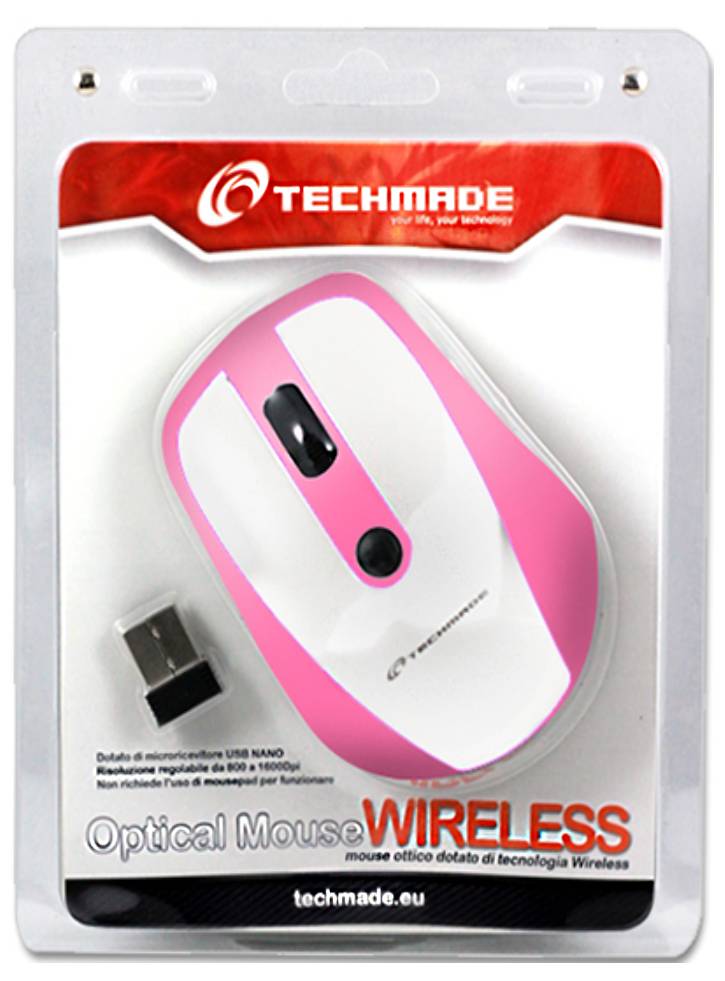 Mouse Techmade Ottico Wireless White/Pink