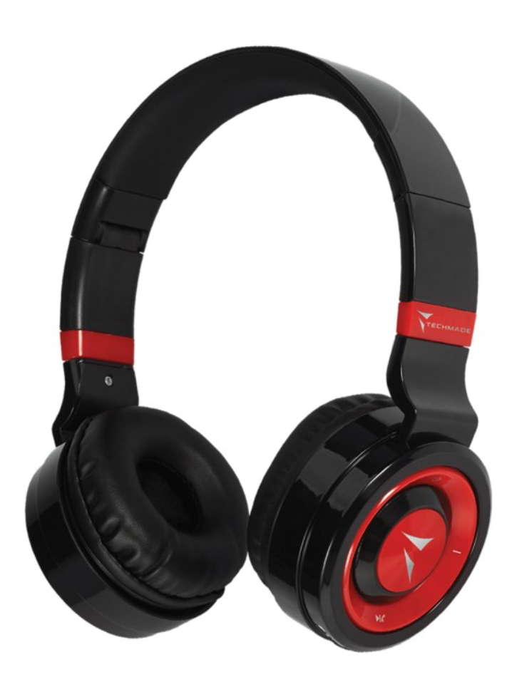 Techmade Earphones Wireless BT+ Microfono Black/Red