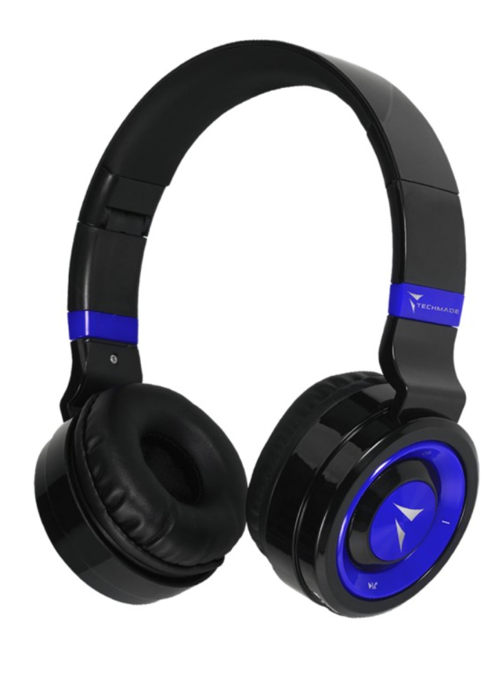Techmade Earphones Wireless BT+ Microfon Black/Blue
