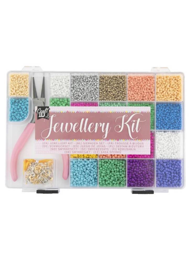 Craft ID Seed bead jewellery making kit 20 colours beads (CR1400/GE)