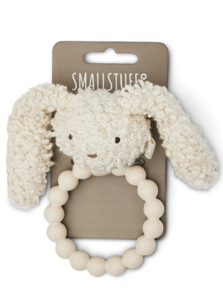 Smallstuff Rattle Silicone Ring, Rabbit, Off. White Boucle