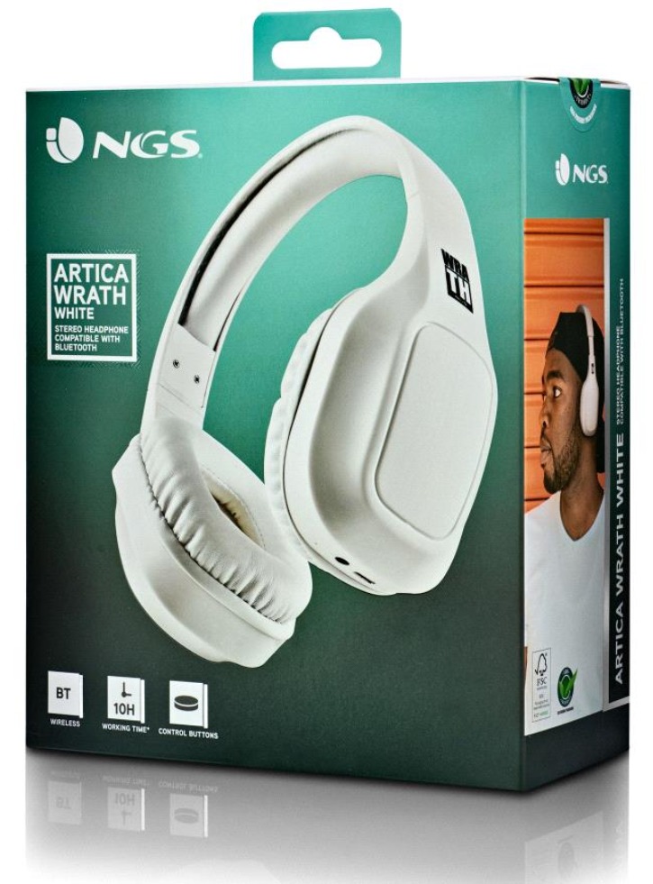 NGS Headphones Bluetooth +Mic Artica Wrath White