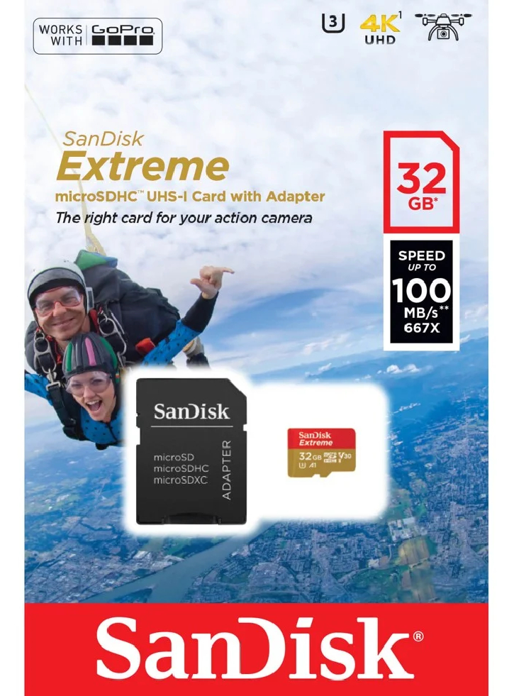 Sandisk MicroSDXC Extreme 32GB 100MB/s A2 C10 V30 UHS-I U3