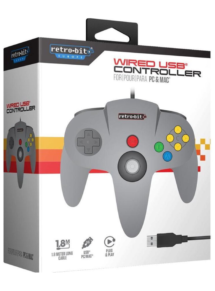 Retro-Bit Grey N64 USB Controller - PC