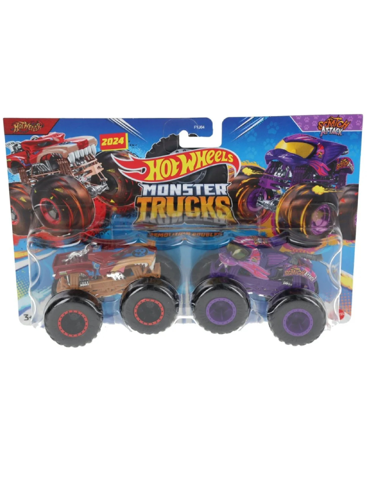 Hot Wheels Monster Trucks Demolition Doubles Hotweiler VS Scratch Attack (HWN66)