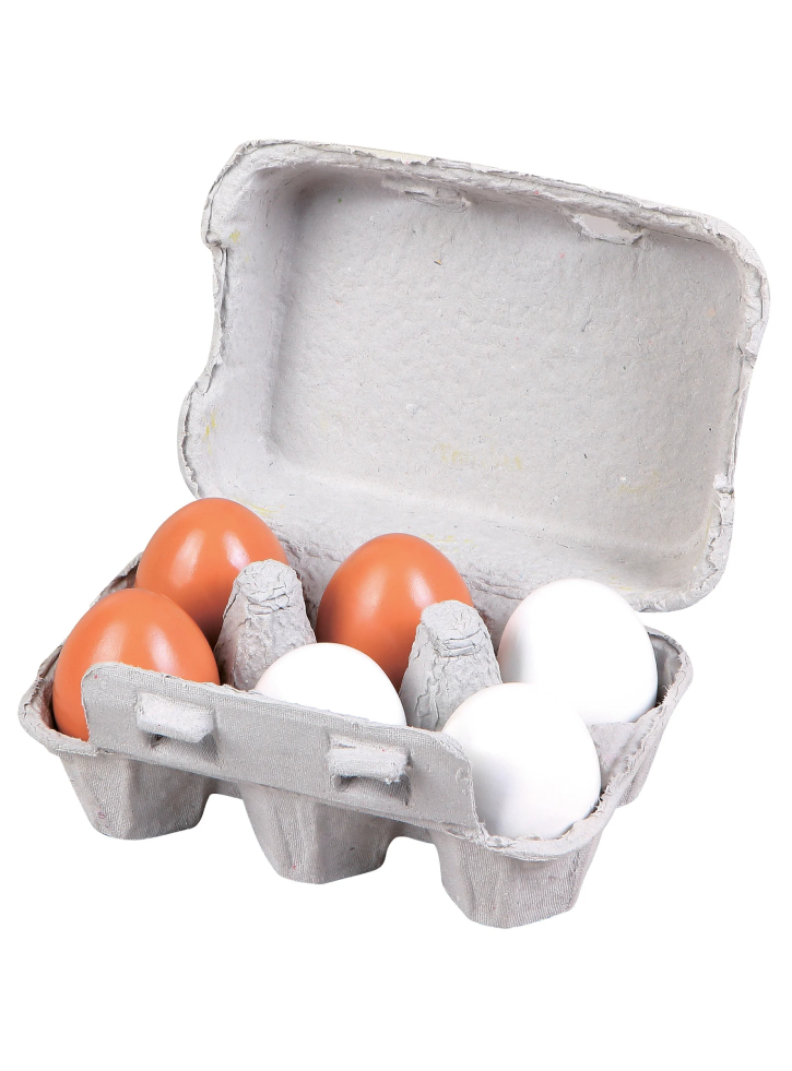Small Wood Wooden Eggs 6 pcs (L40028)