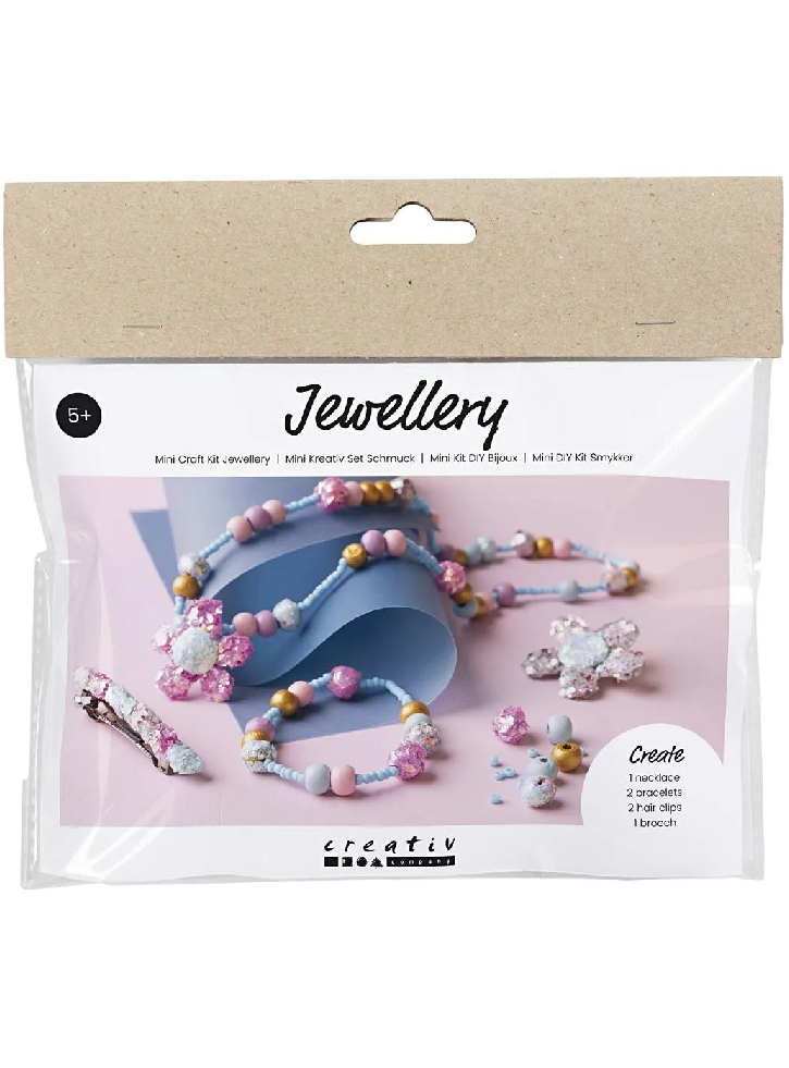 Mini Craft Kit Jewellery, blue, light blue, pastel pink, 1 pack (977747)
