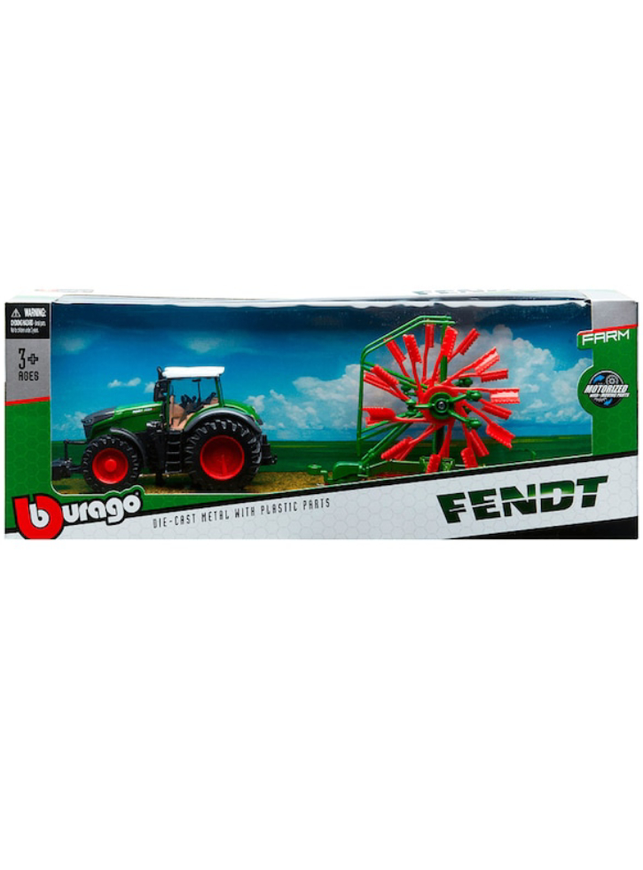 BURAGO Tractor w/whirl rake Fendt 1050 Vario 10cm green (141506)