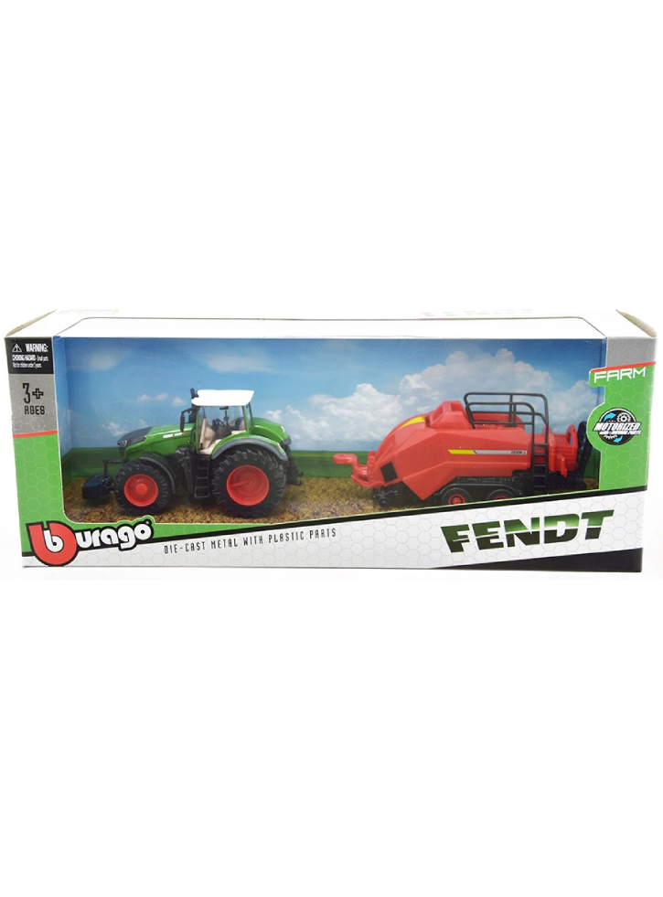 BURAGO Tractor w/bale lifter Fendt 1050 Vario 10cm green (141505)