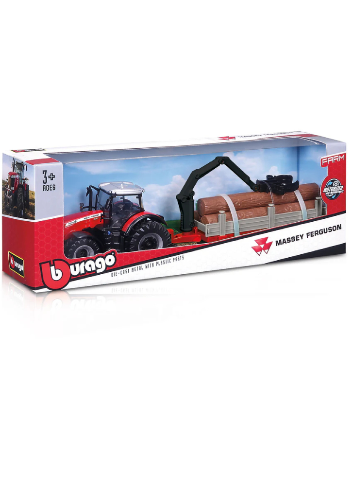 BURAGO Massey Ferguson 8740S 10cm with Tree Forwarder (143025)