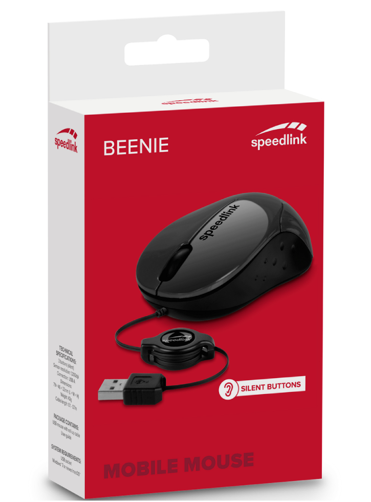 Speedlink BEENIE Mobile Mouse Wired USB Black - PC