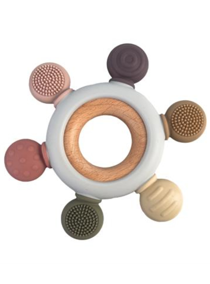 Magni Teether Rudder with wooden center ring Multi colored (5547)