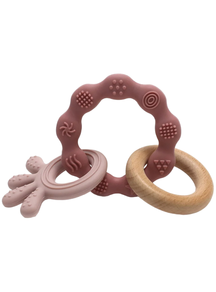 Magni Teether bracelet Squid and wood appendix Dusty rose (5566)