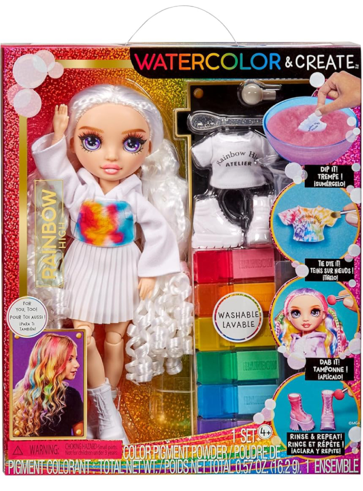 MGA Rainbow High Watercolor & Create Fashion Doll, Purple Eyes (507581)
