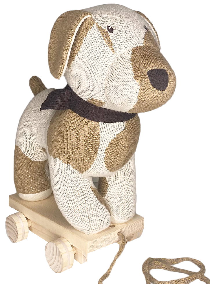 Smallstuff Pull Along Dog, offwhite/ nature