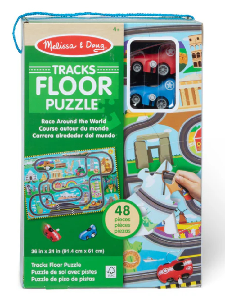 Melissa & Doug Race Around the World Tracks Floor Puzzle (31009)