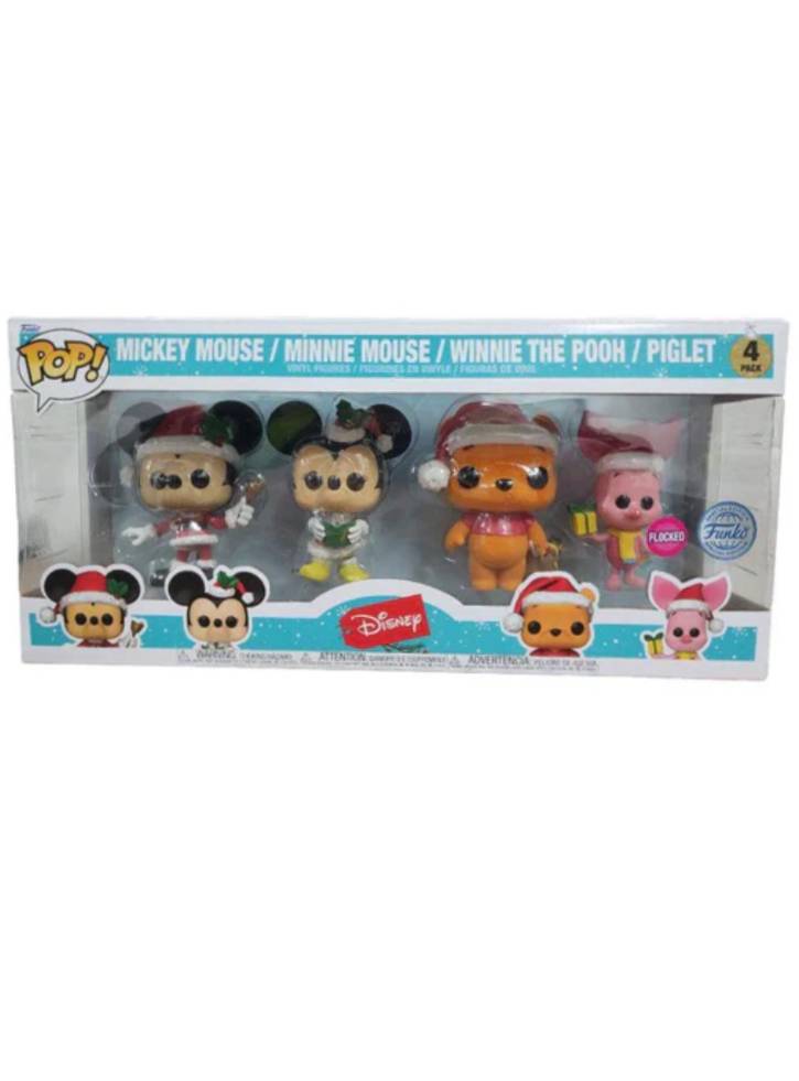 Funko Pop 4-Pack Disney Mickey Mouse/Minnie Mouse/Winnie The Pooh/Piglet (Flocked) (Special Edition) 9cm
