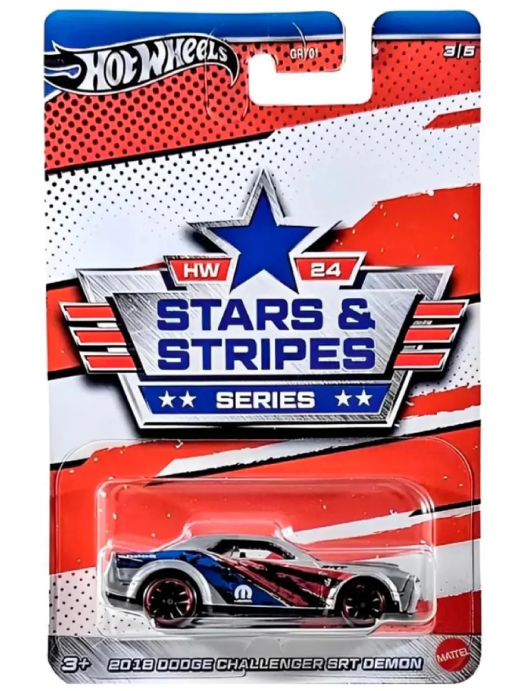 Hot Wheels Stars Stripes Series 2018 Dodge Challenger SRT Demon (HRW64)