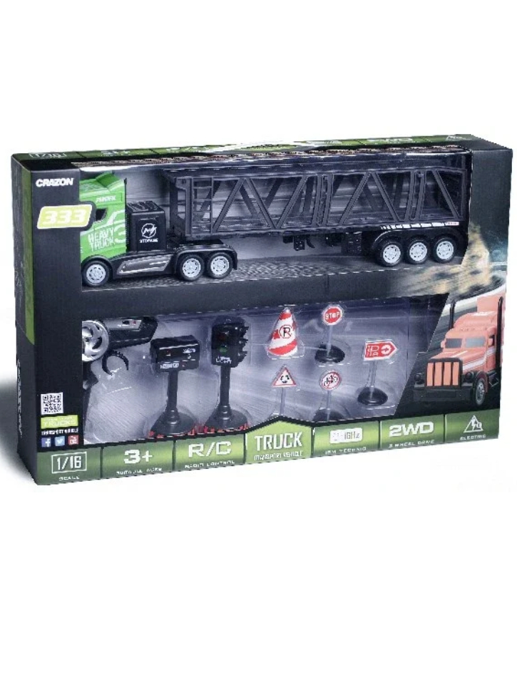 Crazon Truck R/C w. hanger & signs 1:16 2.4GHz, green (534662)