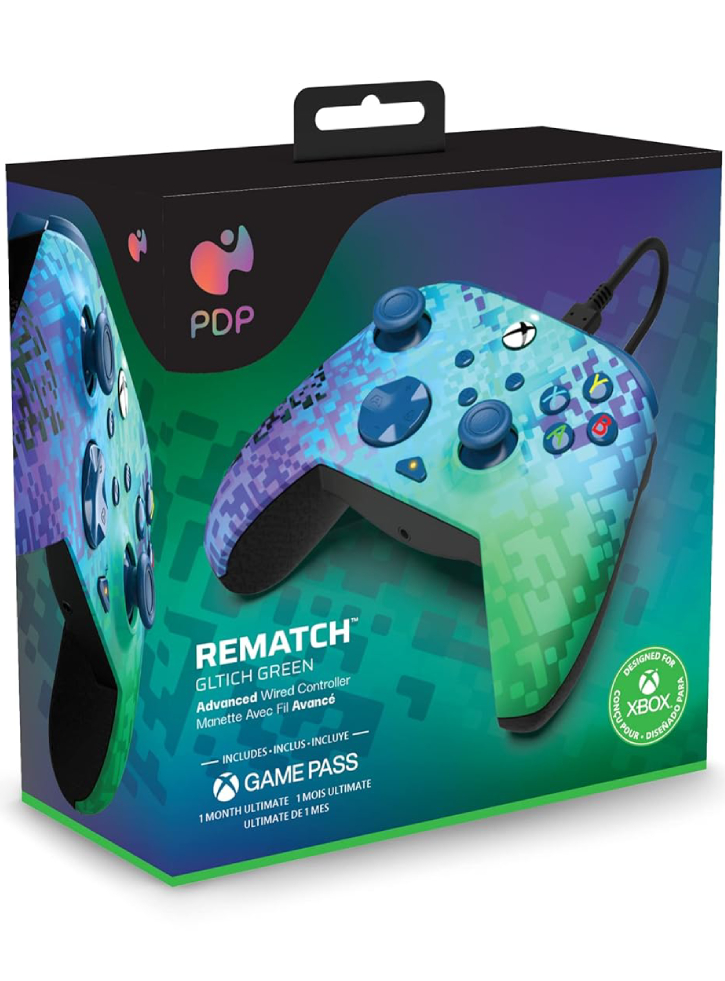 Controller PDP Rematch Wired Glitch Green - Xbox Series X