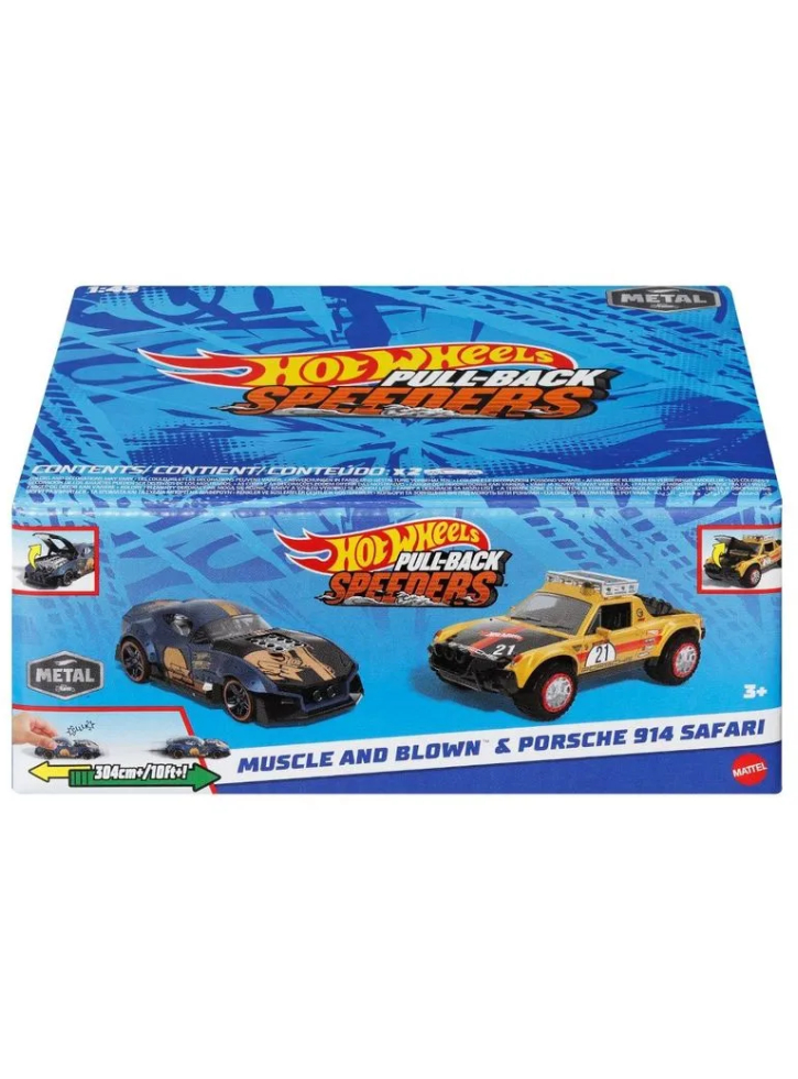 Hot Wheels Pull-Back Speeders Muscle and Blown Porsche 914 Safari (HWH54)