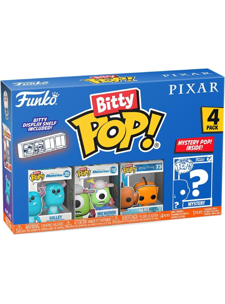 Funko Bitty Pop 4-Pack Disney Pixar - Sulley, Mike Wazowski, Nemo, Mystery Pop!