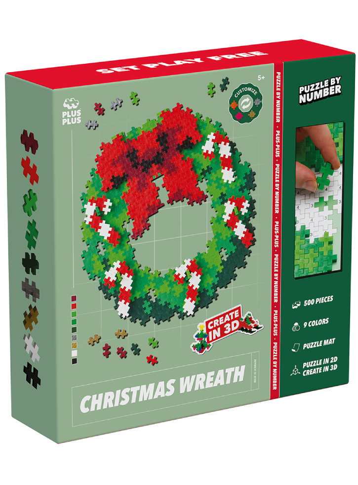 Plus-Plus Puzzle by Number Christmas Wreath