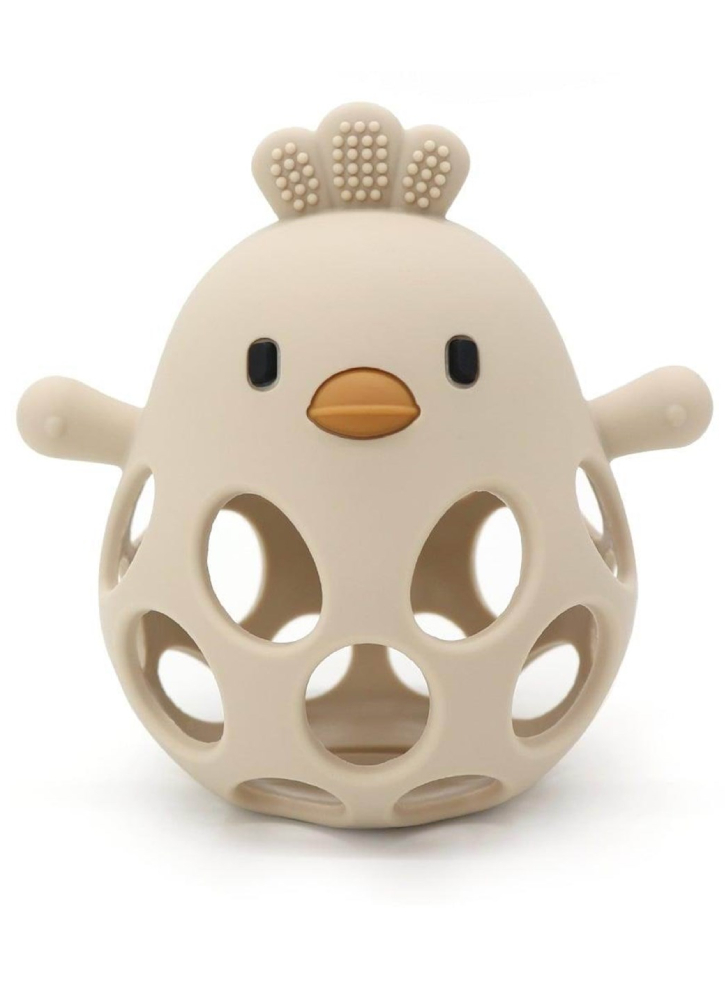 Magni Teether ball with duckling in LFGB silicone, beige (5630)