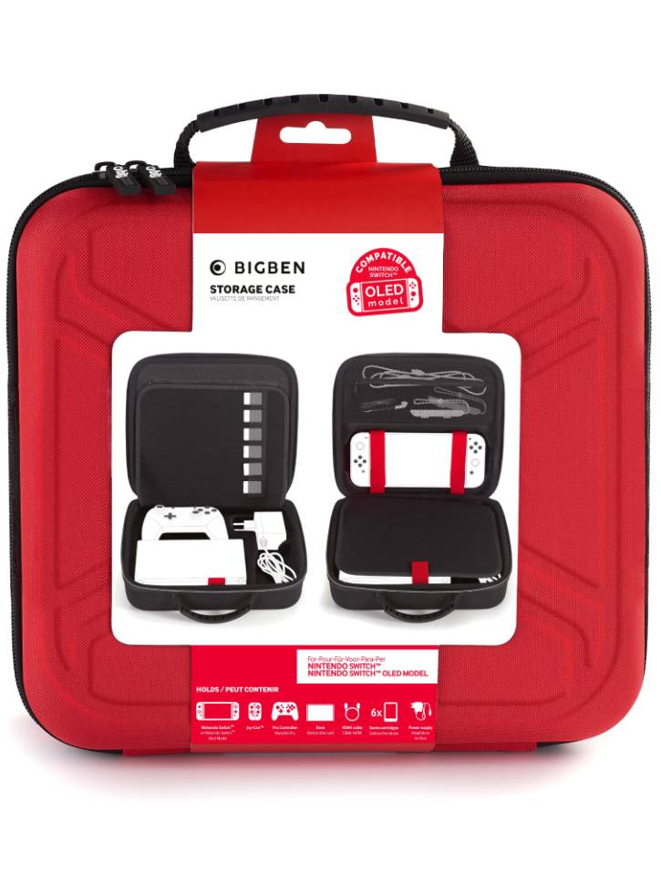 Bigben Storage Case Red Hard Case Including Docking Station Compatible (Switch Lite/OLED) - Nintendo Switch