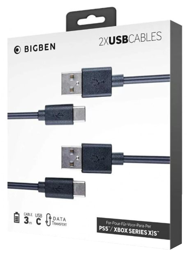 2X USB-Cable 3M - Playstation 5/Xbox Series X/S