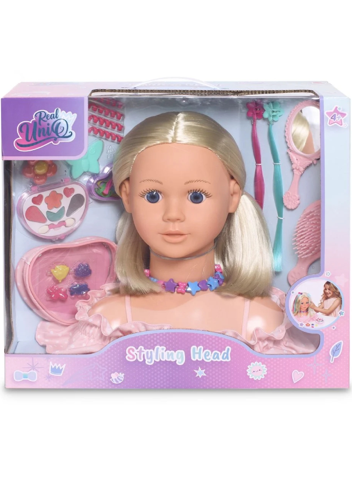 Real UniQ Styling Head with hair accessories and cosmetic case (30561)
