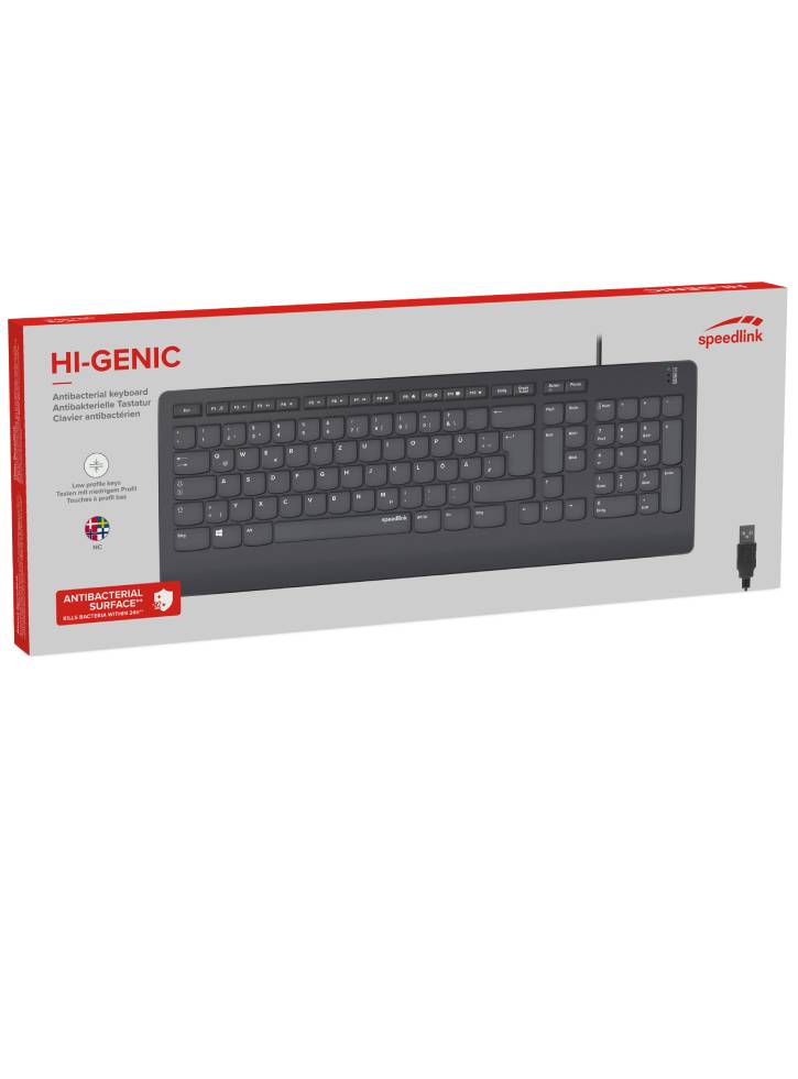 Speedlink HI-GENIC Antibacterial Keyboard black Nordic Layout - PC