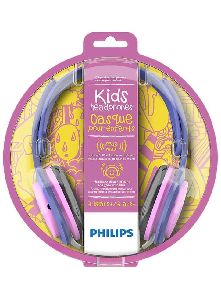 Philips Audio (SHK2000PK/00) Wired On-Ear Kids Headphones Pink/Purple