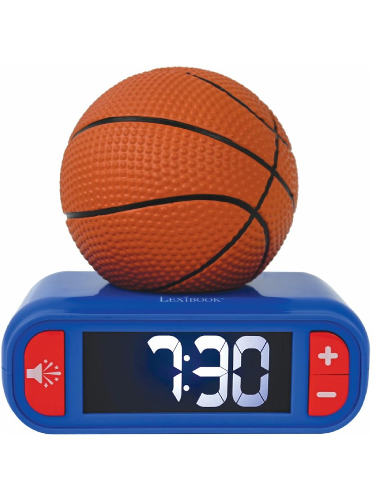 Lexibook Digital Alarm Clock with 3D Basketball Night Light and Sound Effects (RL800BA)