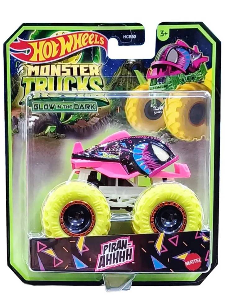 Mattel Hot Wheels Monster Trucks Glow in The Dark Piran-Ahhhh (HWC85)