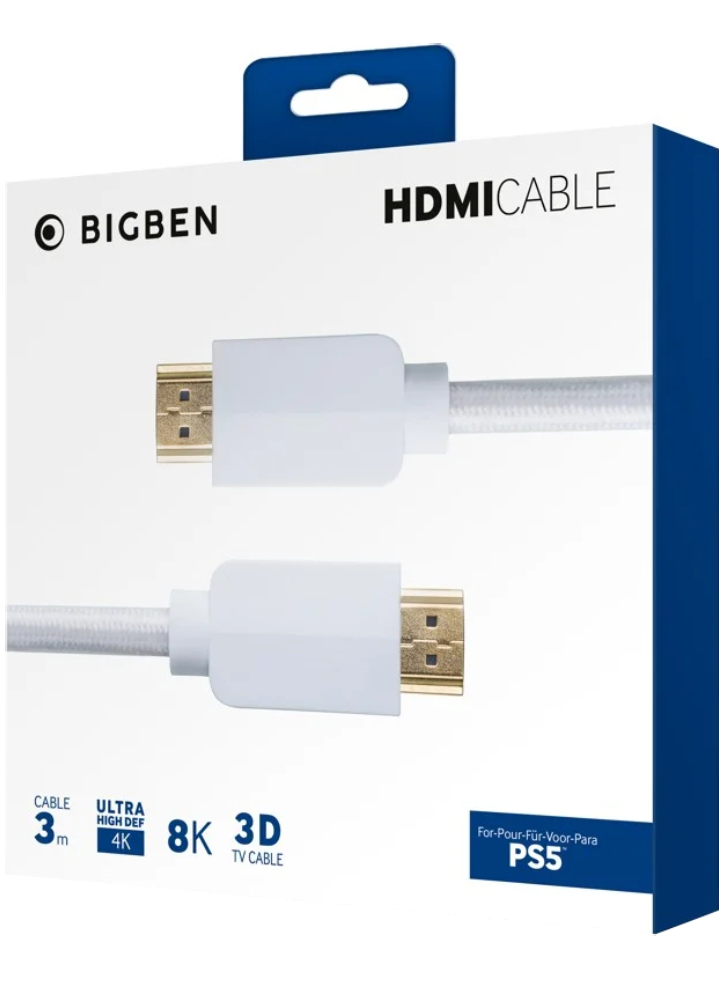 Nacon HDMI Cable 2.1 Braided 8K 3m White - Playstation 5
