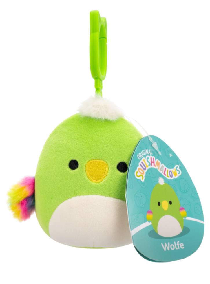 Squishmallows P22 Clip On Wolfe Green Parrot 9cm