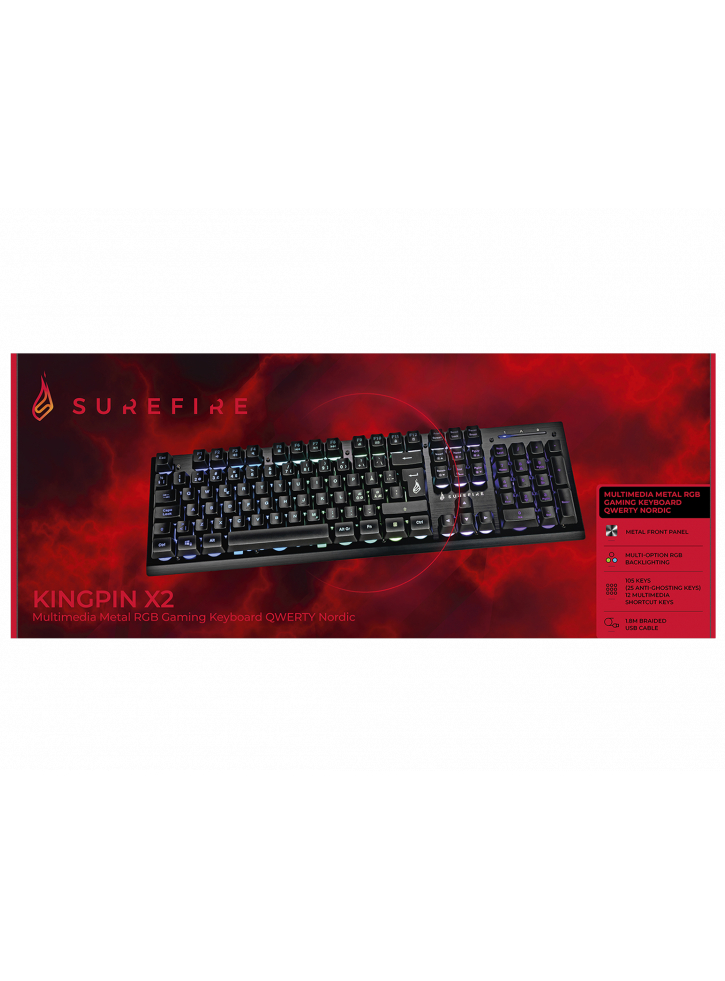 Surefire KingPin X2 Metal Gaming RGB Keyboard QWERTY Nordic