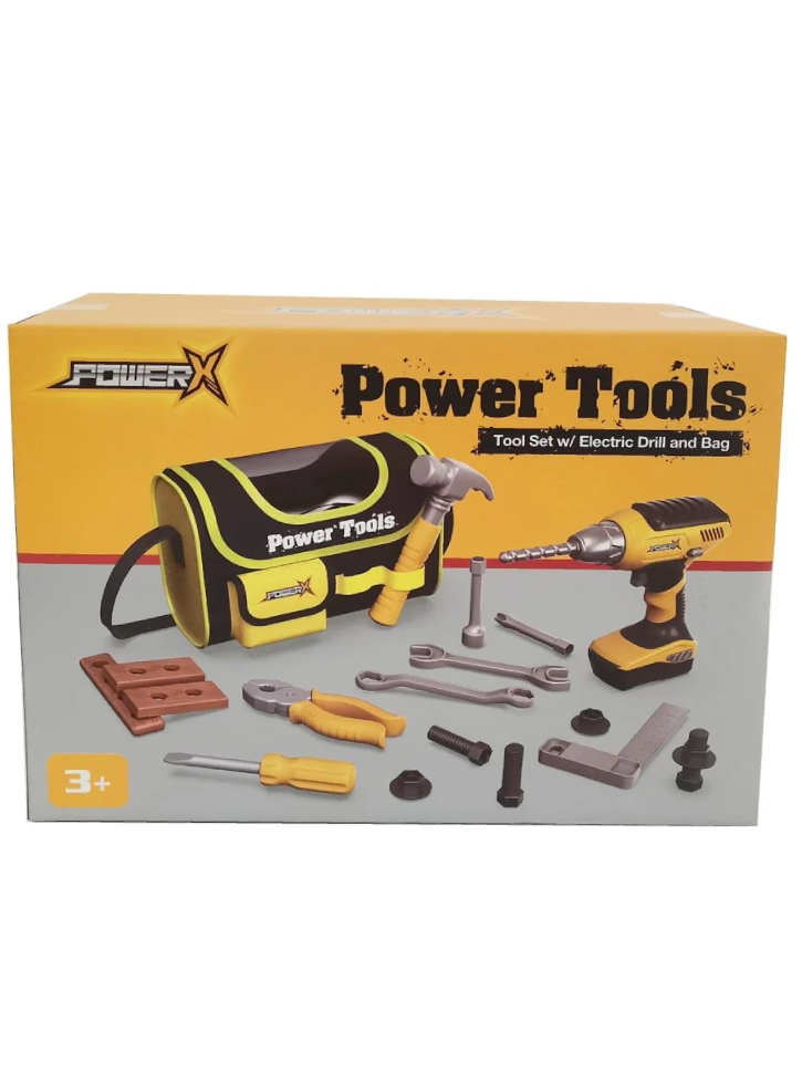POWER X Construction Tools 21 pcs w/ Storage Bag and B/O Drill (20358)