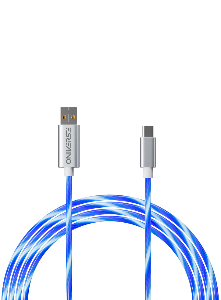 ONIVERSE USB-C Quick Charge Cable & LED 2 Meters White - NINTENDO SWITCH