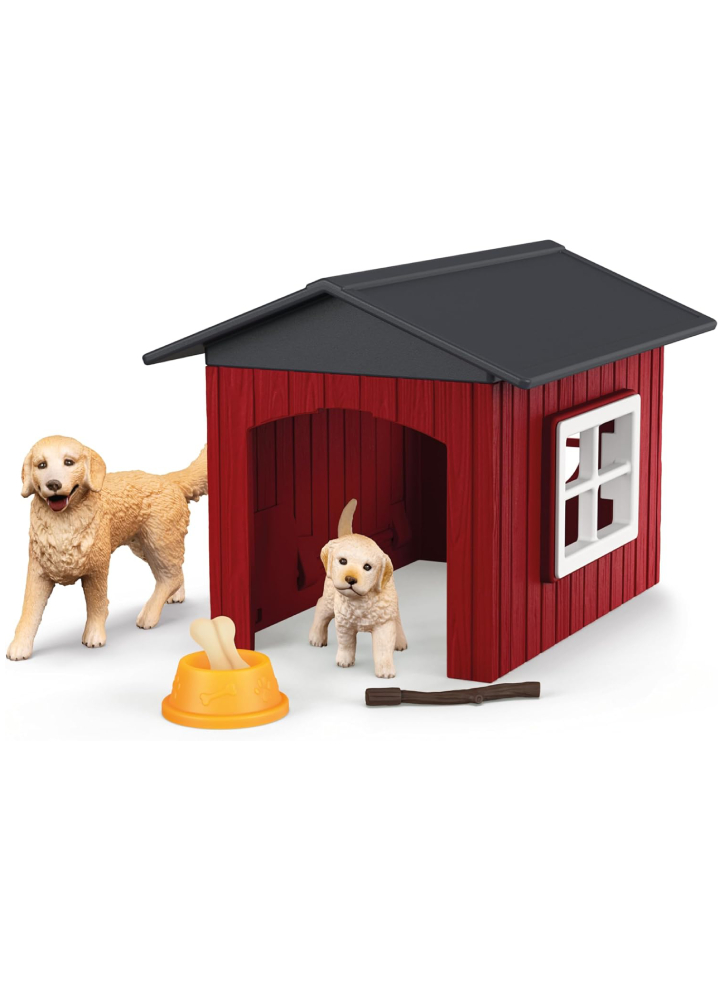Schleich Dog kennel with 2 golden retrievers (42722)