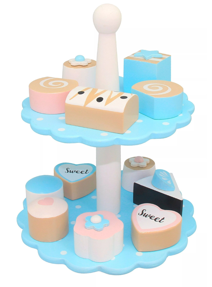 Magni Wooden Cake Stand Blue w/12 Cakes (1571B)